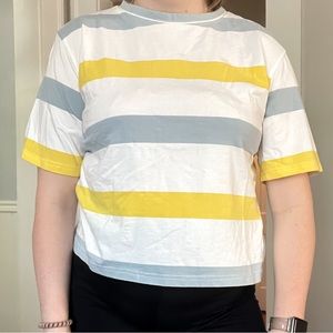 Oversized Blue and Yellow Chunky Striped Tee